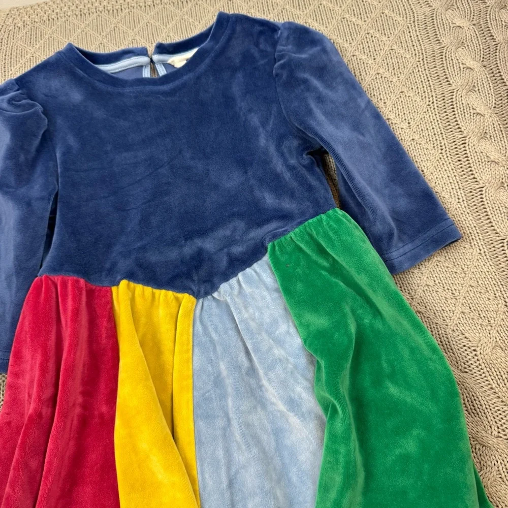 Mini Boden Rainbow Velour Girls Twirl Dress 3/4